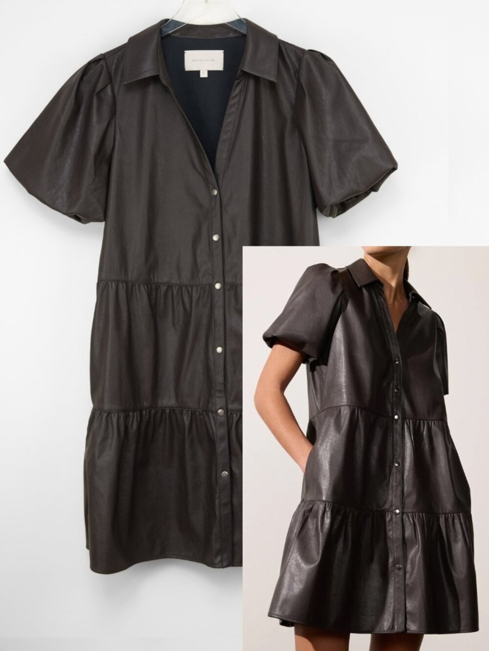 Brochu Walker The Havana Dress Vegan Leather Mini Timber Brown Size Large New